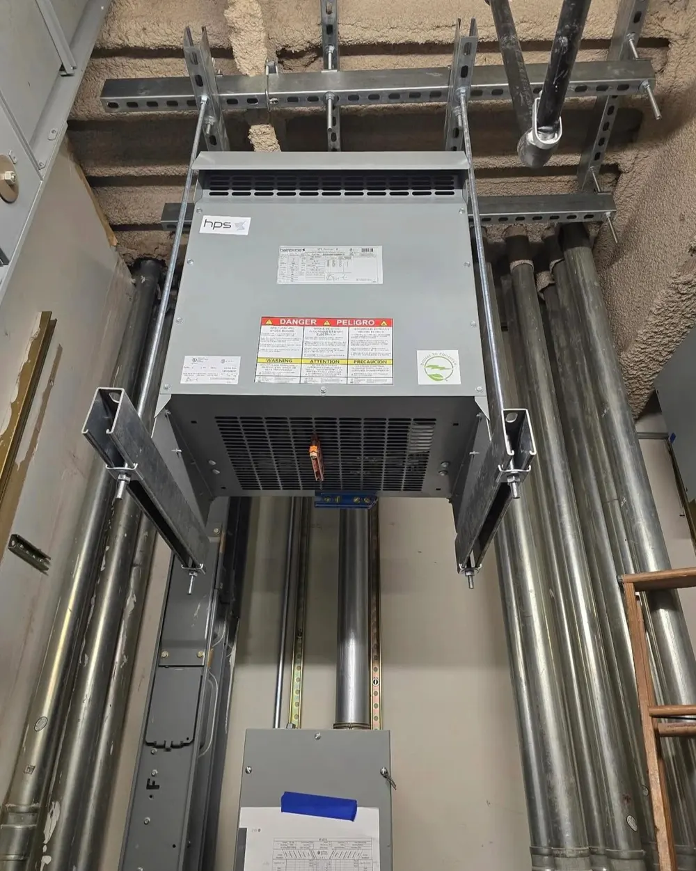 Industrial distribution panel with rigid conduit runs
